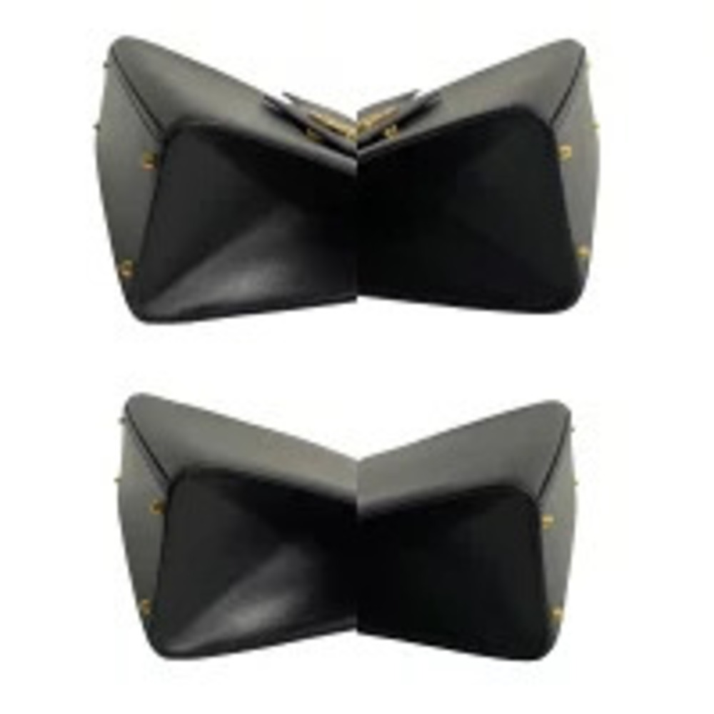 CELINE Circle Logo Calf Leather Handbag Tote Bag Shoulder Navy Blue - Picture 8 of 10